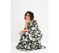 Maxikleid BONPRIX, Damen, Gr. 48, N-Gr, schwarz, creme geblümt, Obermaterial: 100% Viskose, ausgestellt, Kleider Maxikleid, für Frühling und Sommer, aus Viskose, ausgestellte Passform (64286506-48) sc