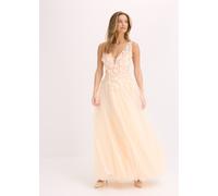 Maxikleid BONPRIX, Damen, Gr. 50, N-Gr, champagner, Obermaterial: 100% Polyester. Besatz: 100% Polyester. Futter: 100% Polyester, festlich, ausgestellt, Kleider Maxikleid, für festliche Anlässe, aus T