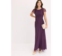 Maxikleid BONPRIX, Damen, Gr. 50, N-Gr, dunkellila (länge: regulär), Obermaterial: 100% Polyester. Futter: 100% Polyester, festlich, ausgestellt, Kleider Maxikleid, für Abiball, Festtage und Hochzeite