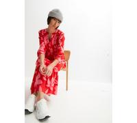 Maxikleid BONPRIX "Maxikleid aus fließender Viskose", Damen, Gr. 34, N-Gr, rot (erdbeere, lotuspink geblümt), Obermaterial: 100% Viskose, A-Linie, Kleider Maxikleid, für modischen Auftritt, aus Viskos