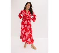 Maxikleid BONPRIX "Maxikleid aus fließender Viskose", Damen, Gr. 38, N-Gr, rot (erdbeere, lotuspink geblümt), Obermaterial: 100% Viskose, regular fit, Kleider Maxikleid, für modischen Auftritt, aus Vi