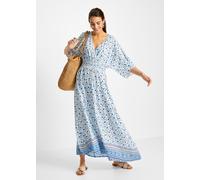 Maxikleid BONPRIX "Maxikleid aus reiner Viskose", Damen, Gr. 38, N-Gr, blau (blau geblümt), Obermaterial: 100% Viskose, ausgestellt, Kleider Maxikleid, aus Viskose, ausgestellte Passform, eleganter St