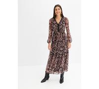 Maxikleid BONPRIX "Maxikleid", Damen, Gr. 44, N-Gr, schwarz (schwarz paisley), Obermaterial: 100% Polyester. Futter: 100% Polyester, ausgestellt, Kleider Maxikleid, aus Polyester, ausgestellte Passfor