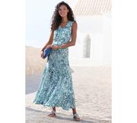 Maxikleid BUFFALO, Damen, Gr. 44, N-Gr, weiß, blau, grün bedruckt, Jersey, Obermaterial: 100% Viskose, Paisley, bedruckt, figurumspielend ca. Mitte Wade, V-Ausschnitt, Kleider Maxikleid, mit Paisley-D