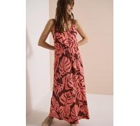 Maxikleid CECIL, Damen, Gr. L (42), US-Größen, rosa (coral), Stoff, Obermaterial: 100% Viskose. Unterkleid: 100% Viskose, gemustert, normal lang, V-Ausschnitt, abgesteppt, Kleider Maxikleid, aus Visko