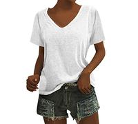 Maxikleid Damen Kleidung Bluse Damen Weiß TräGertop Damen Basic Langarmshirt Damen Leinen Tunika Vintage Pullover Netzshirt Damen (White, XXL)