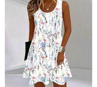 Maxikleid für Damen in Große Größen mit Blume Muster und Rundhalsausschnitt ohne Ärmel, geeignet für Urlaub & Alltag, elegante Sommerkleider für kurvi