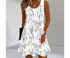 Maxikleid für Damen in Große Größen mit Blume Muster und Rundhalsausschnitt ohne Ärmel, geeignet für Urlaub & Alltag, elegante Sommerkleider für kurvi