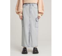 Maxikleid G-STAR "Viktoria Long Cargo Rock", Damen, Gr. 29, Normalgrößen, grau (beached faded clifton blau), Obermaterial: 75% Baumwolle, 25% Baumwolle, Kleider Maxikleid (91159907-29) beached faded c