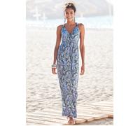 Maxikleid LASCANA, Damen, Gr. 36, N-Gr, blau (blau, bedruckt), Jersey, Obermaterial: 100% Viskose, Paisley, bedruckt, figurbetont bodenlang, V-Ausschnitt, Kleider Maxikleid, mit Paisleydruck und verst