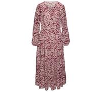 Maxikleid LASCANA, Damen, Gr. 38, N-Gr, rot (bordeaux leo), Web, Obermaterial: 100% Viskose, animal-print, modisch, knöchelfrei, V-Ausschnitt, Langarm mit Gummizug, Kleider, mit buntem Leoprint und Vo