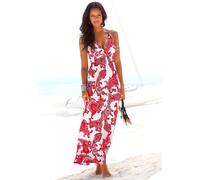 Maxikleid LASCANA Gr. 38, N-Gr, weiß (rot, weiß, bedruckt) Damen Kleider Strandkleider mit verstellbarem Ausschnitt (811223-38)