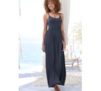 Maxikleid LASCANA, Damen, Gr. 42, N-Gr, blau (dunkelblau), Jersey, Obermaterial: 95% Viskose, 5% Elasthan, unifarben, modisch, figurumspielend lang, Rundhals, ohne Ärmel, Kleider, mit tiefem Rückenaus