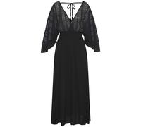 Maxikleid LASCANA, Damen, Gr. 42, N-Gr, schwarz, Crêpe, Obermaterial: 100% Viskose. Oberteil: 100% Polyamid. Unterteil: 100% Viskose, unifarben, figurumspielend lang, tiefer V-Ausschnitt, Kleider Maxi