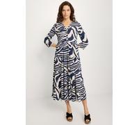 Maxikleid LASCANA, Damen, Gr. 46, N-Gr, blau (creme, graublau bedruckt), Web, Obermaterial: 100% Viskose, bedruckt, figurumspielend lang, Rundhals, mit Riegel gerader Abschluss, Kleider Maxikleid, mit