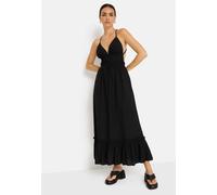 Maxikleid LSCN BY LASCANA, Damen, Gr. 42, N-Gr, ohne Ärmel, Web, schwarz, Web, Obermaterial: 58% Viskose, 28% Baumwolle, 14% Leinen, unifarben, figurbetont knöchellang, tiefer V-Ausschnitt, Kleider Ma