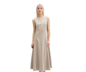 Maxikleid MARC O'POLO "aus Organic-Cotton-Lyocell-Leinen-Mix", Damen, Gr. 42, Normalgrößen, earthy taupe, Obermaterial: 54% Baumwolle, 23% Lyocell, 23% Leinen, unifarben, regular fit kurz, Rundhals, K