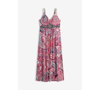 Maxikleid BONPRIX "Maxikleid mit Applikationen", Damen, Gr. 40/42 (M), N-Gr, rosa (pink, türkis paisley), Obermaterial: 95% Polyester, 5% Elasthan. Besatz: 60% Polyester, 20% Elasthan, 20% metallisier