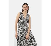 Maxikleid mit Leo-Muster und Raff-Details grau 36
