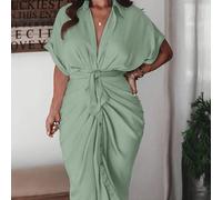 Maxikleid mit Plissee-Saum Einfarbig für Damen in Große Größen, schöne Kleider für Damenveranstaltungen, Resortmode, Urlaubskleider, Abendkleider, Dam
