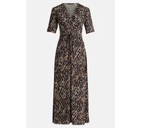 Maxikleid BETTY BARCLAY "Betty Barclay Damen Maxikleid mit Raffung", Damen, Gr. 46, Normalgrößen, blau (dunkelblau, braun), Obermaterial: 94% Polyester, 6% Elasthan., feminin, körpernah lang, V-Aussch