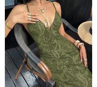 Maxikleid mit V-Ausschnitt, rückenfreiem Rücken und Bindedetail im Paisley-Muster