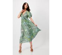 Maxikleid MONARI, Damen, Gr. 38, N-Gr, grün (grün gemustert), Web, Obermaterial: 100% Viskose, Paisley, gemustert, mehrfarbig, regular fit wadenlang, V-Ausschnitt, eingesetzt abgesteppte Kante, Kleide