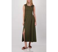 Maxikleid MONARI "Kleid uni", Damen, Gr. 42, N-Gr, olive, Web, Obermaterial: 96% Polyester, 4% Elasthan, unifarben, regular fit lang, Rundhals, Kleider Maxikleid, Regular fit mit Schlitzen (24855768-4