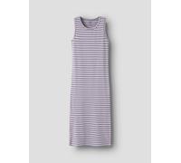 Maxikleid NAME IT "NKFSURAJA XSL SL MAXI DRESS NOOS", Mädchen, Gr. 140, N-Gr, lila (lavender fog stripes:with lavender gray), Jersey, Obermaterial: 95% Baumwolle, 5% Elasthan, gestreift, slim fit wade