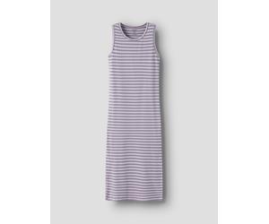 Maxikleid NAME IT "NKFSURAJA XSL SL MAXI DRESS NOOS", Mädchen, Gr. 152, N-Gr, lavender fog stripes:with lavender gray, Jersey, Obermaterial: 95% Baumwolle, 5% Elasthan, gestreift, slim fit wadenlang,