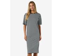 Maxikleid NOISY MAY "NMMAYDEN 2/4 DRESS NOOS", Damen, Gr. S, N-Gr, schwarz stripes:hellweiß, Obermaterial: 65% Polyester, 35% Viskose, gestreift, unifarben, loose fit knöchellang, Rundhals, Kleider Ma
