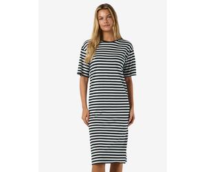 Maxikleid NOISY MAY "NMMAYDEN 2/4 DRESS NOOS", Damen, Gr. S, N-Gr, schwarz stripes:hellweiß, Obermaterial: 65% Polyester, 35% Viskose, gestreift, unifarben, loose fit knöchellang, Rundhals, Kleider Ma
