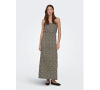 Maxikleid ONLY "ONLALTA S/L LONG STRAP DRESS PNT ZLO", Damen, Gr. S, N-Gr, schwarz aop:weiß flower, Web, Obermaterial: 98% Polyester, 2% Elasthan, bedruckt, regular fit lang, Rundhals, Kleider Maxikle
