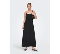 Maxikleid ONLY "ONLALTA S/L LONG STRAP DRESS PNT ZLO", Damen, Gr. S, N-Gr, schwarz, Web, Obermaterial: 98% Polyester, 2% Elasthan, unifarben, regular fit lang, Rundhals, Kleider Maxikleid (15372509-S)