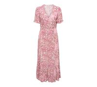 Maxikleid ONLY "ONLCHIANTI S/S LONG DRESS WVN NOOS", Damen, Gr. S, N-Gr, marshmallow aop:dusty rose graphic, Web, Obermaterial: 100% Viskose, bedruckt, regular fit knöchellang, V-Ausschnitt, Kleider M