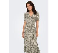 Maxikleid ONLY "ONLCHIANTI S/S LONG DRESS WVN NOOS", Damen, Gr. XS, N-Gr, tarmac aop:kaja graphic, Web, Obermaterial: 100% Viskose, bedruckt, regular fit knöchellang, V-Ausschnitt, Kleider Maxikleid, 