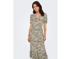 Maxikleid ONLY "ONLCHIANTI S/S LONG DRESS WVN NOOS", Damen, Gr. XS, N-Gr, tarmac aop:kaja graphic, Web, Obermaterial: 100% Viskose, bedruckt, regular fit knöchellang, V-Ausschnitt, Kleider Maxikleid, 