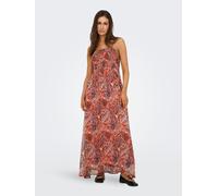 Maxikleid ONLY "ONLELENA VIKKI LIFE STRAP ANK DRESS WVN", Damen, Gr. M (38), N-Gr, langoustino aop:cool indie, Web, Obermaterial: 100% Polyester, bedruckt, knöchellang, V-Ausschnitt, Kleider Maxikleid