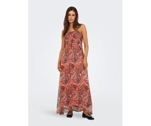 Maxikleid ONLY "ONLELENA VIKKI LIFE STRAP ANK DRESS WVN", Damen, Gr. S (36), N-Gr, bunt (langoustino aop:cool indie), Web, Obermaterial: 100% Polyester, bedruckt, knöchellang, V-Ausschnitt, Kleider Ma