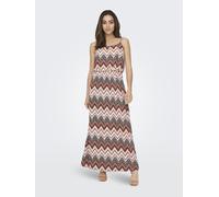 Maxikleid ONLY "ONLWINNER S/L MAXI DRESS NOOS PTM", Damen, Gr. 34XS, N-Gr, bunt (cloud dancer aop:arabian zigzag), Web, Obermaterial: 97% Polyester, 3% Elasthan, bedruckt, gemustert, regular fit lang,