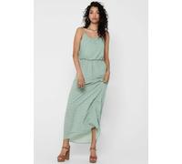 Maxikleid ONLY "ONLWINNER S/L MAXI DRESS NOOS PTM", Damen, Gr. 36S, N-Gr, grün (chinois grün aop karo dot), Web, Obermaterial: 97% Polyester, 3% Elasthan, gepunktet, regular fit lang, Rundhals, Kleide