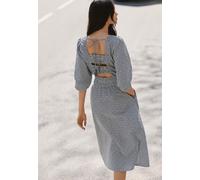 Maxikleid PEPE JEANS "dress CHIA DRESS", Damen, Gr. M, Normalgrößen, grau (union blau), 100% Baumwolle, Kleider Maxikleid (59763933-M) union blau