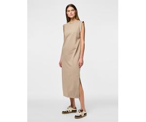 Maxikleid PIECES "PCCHILLI SUMMER SL ANK DRESS UB NOOS BC", Damen, Gr. L, N-Gr, crockery, Jersey, Obermaterial: 50% Baumwolle, 50% Polyester, unifarben, regular fit wadenlang, Rundhals, Kleider Maxikl