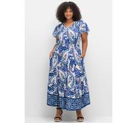 Maxikleid SHEEGO BY JOE BROWNS "Druckkleid", Damen, Gr. 56, Normalgrößen, weiß (sanftes weiß, gemustert), 100% Viskose, Paisley, bedruckt, gemustert, mehrfarbig, lang, V-Ausschnitt, Kleider Maxikleid