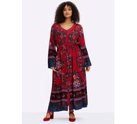 Maxikleid SHEEGO BY JOE BROWNS "Kleid", Damen, Gr. 58, Normalgrößen, rot (rot, burgund, gemustert), 100% Viskose, Besatz:100% Baumwolle, geblümt, gemustert, lang, Rundhals, Kleider Maxikleid (48105500
