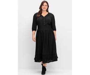 Maxikleid SHEEGO BY JOE BROWNS "Maxikleid", Damen, Gr. 44, Normalgrößen, schwarz, 100% Viskose, Spitze:100% Baumwolle, unifarben, lang, V-Ausschnitt, Kleider Maxikleid (23564600-44) schwarz