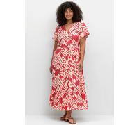 Maxikleid SHEEGO BY JOE BROWNS "Maxikleid", Damen, Gr. 58, Normalgrößen, orange (hummer, gemustert), 100% Viskose, geblümt, gemustert, lang, V-Ausschnitt, Kleider Maxikleid (24475620-58) hummer, gemus