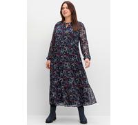 Maxikleid SHEEGO "Große Größen" Gr. 40, Normalgrößen, blau (tiefblau gemustert) Damen Kleider (79399664-40) tiefblau gemustert
