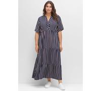 Maxikleid mit Alloverstreifen, weich fließend, nachtblau gestreift, Gr.46