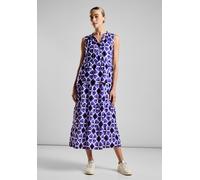 Maxikleid STREET ONE, Damen, Gr. 34, EURO-Größen, blau (violet blau), Web, Oberstoff: 100% Baumwolle; Unterstoff: 100% Viskose, bedruckt, normal lang, Rundhals, abgesteppt, Kleider Maxikleid, im Tunik